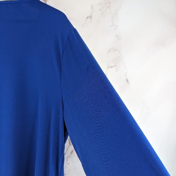 Chicos Shirt Women 3 XL Royal Blue Ultimate Tee Flowy Asymmetric Long Sleeve - Picture 10 of 11